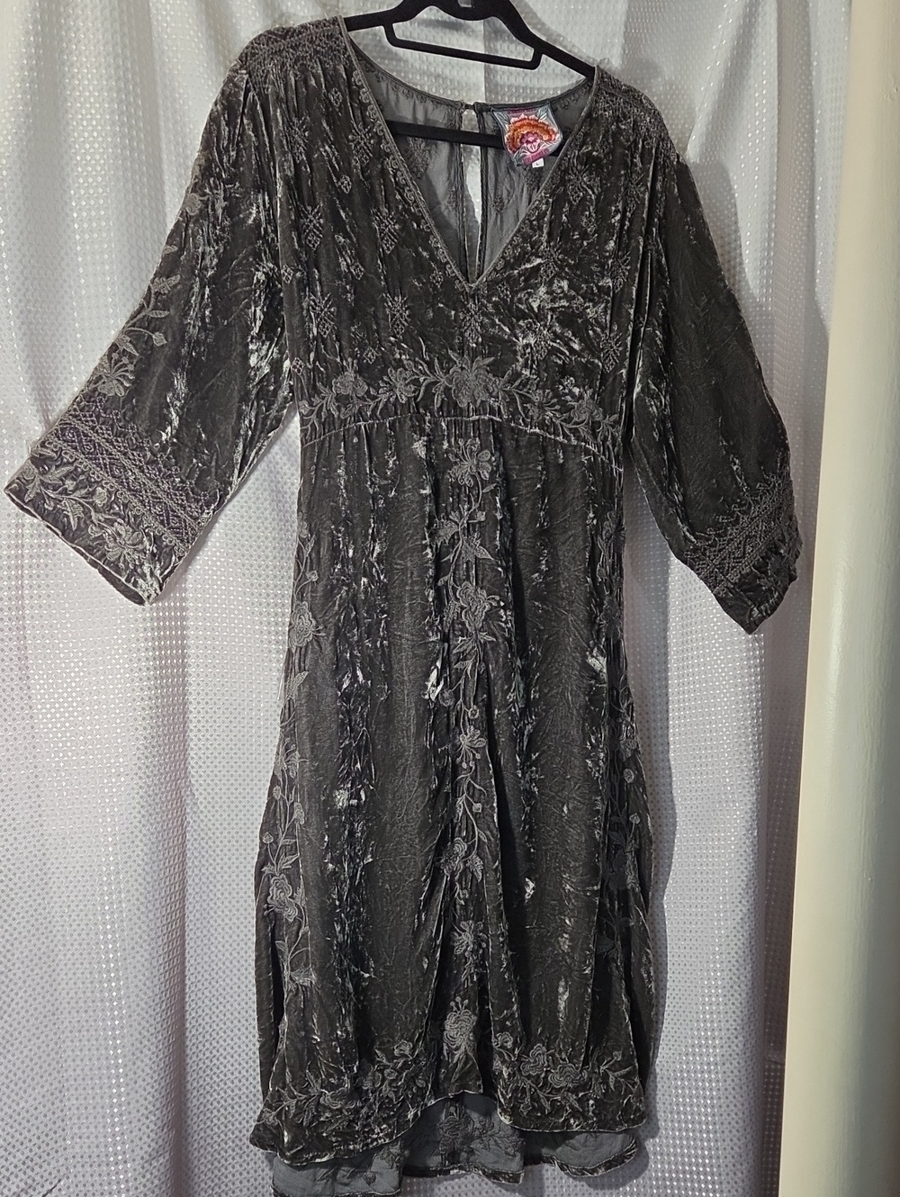 Johnny Was Charcoal Floral Velvet Maxi Dress AMAZING DRESS